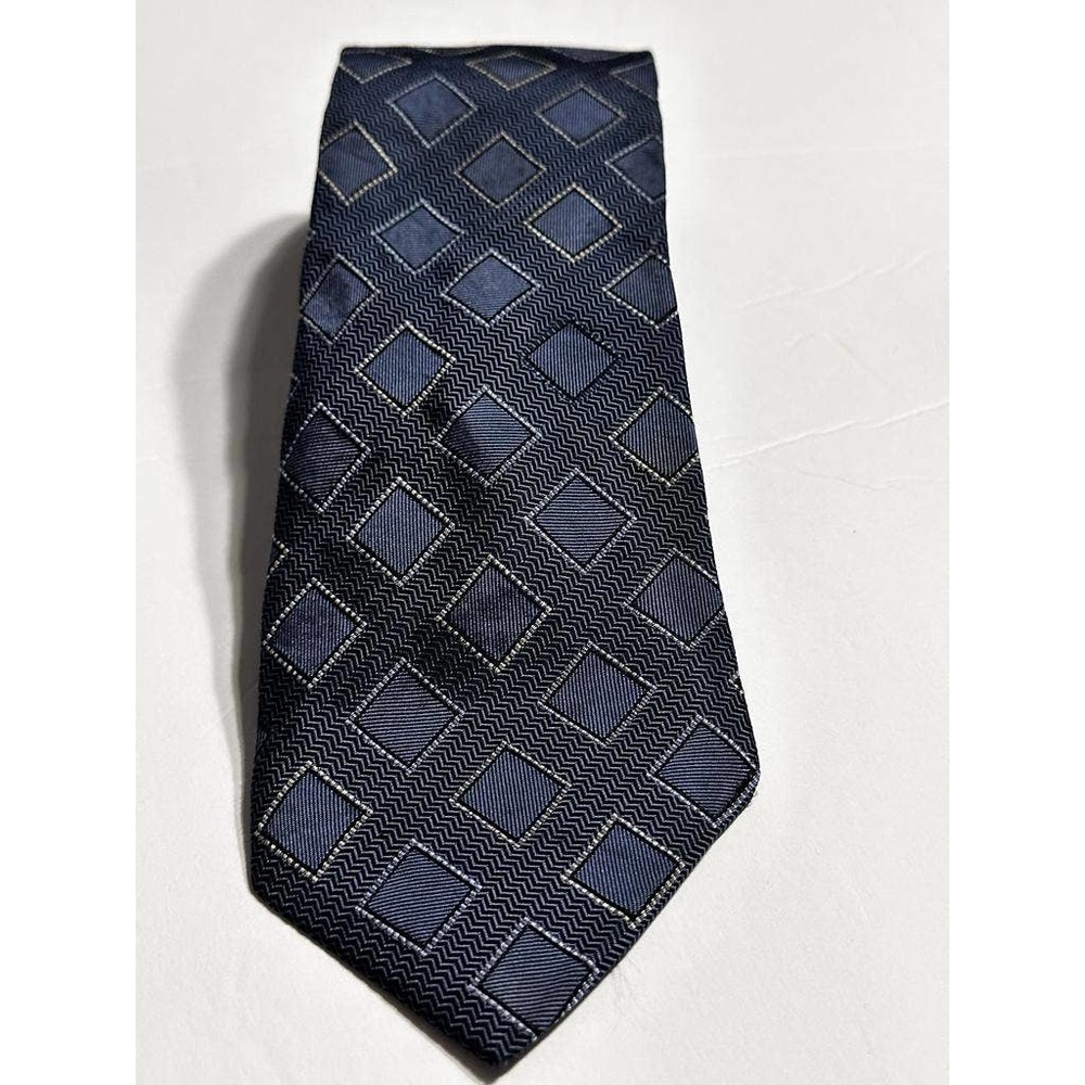 Alfani Blue Hand Made Men Tie 100% Silk